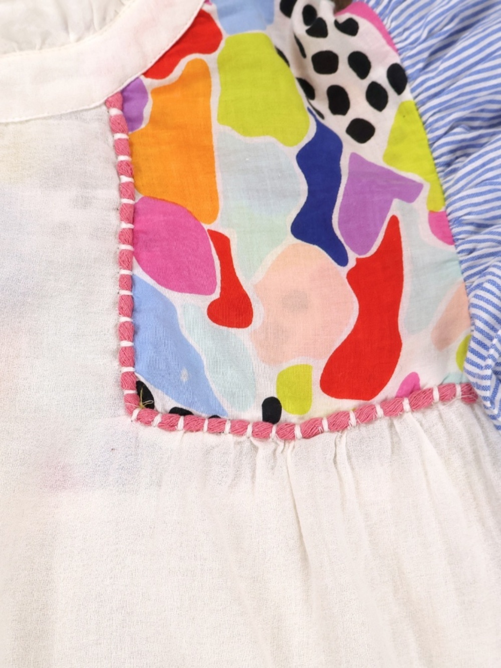 THML Colorful Puff Sleeve Blouse Medium Abstract Print Babydoll Top - Picture 5 of 8